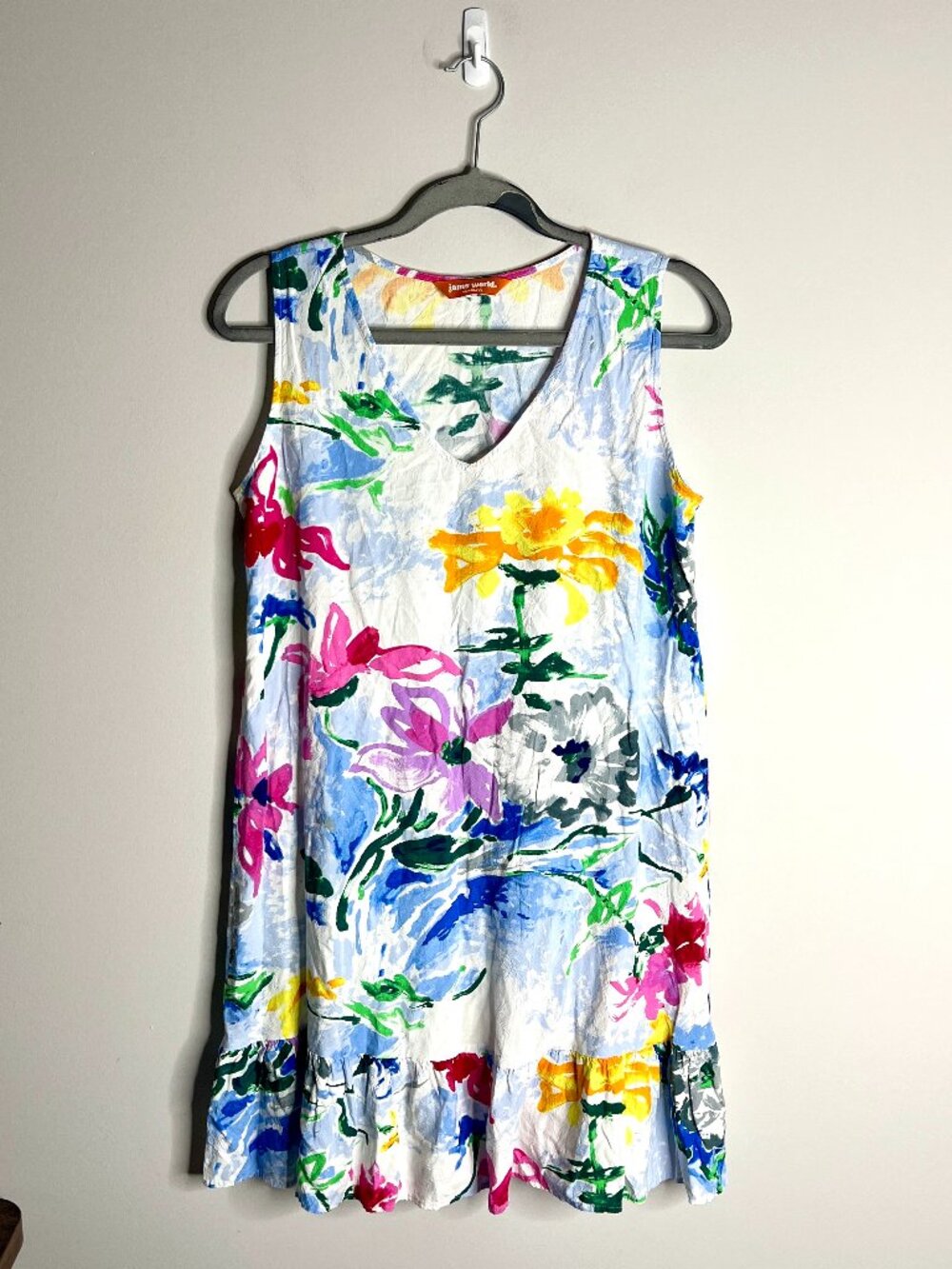 Jams World Watercolor Print Floral Tunic Shift Dress Resortwear Beachy Sz M